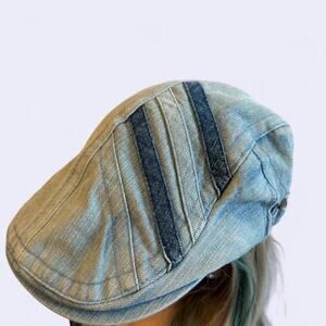 Y2k vintage  newsboy flat cap light wash unisex adjustable